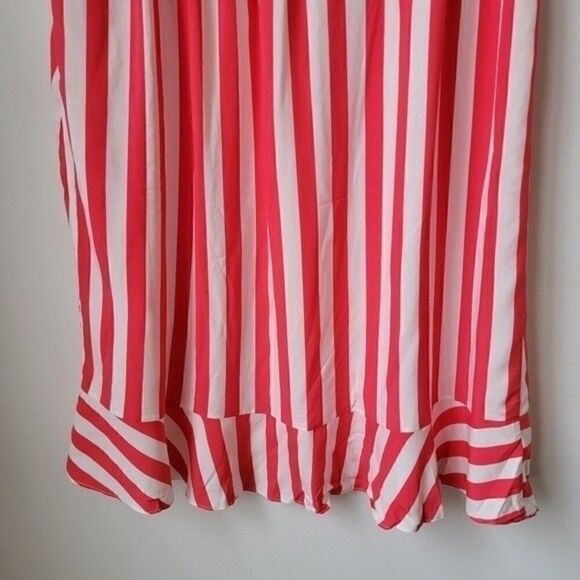 NWT XHILARATION Ruffled Trim Skirt Coral Fuchsia White Striped Size M - Picture 8 of 11